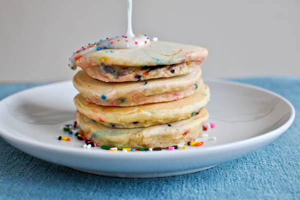 cake batter pancakes via how sweet eats