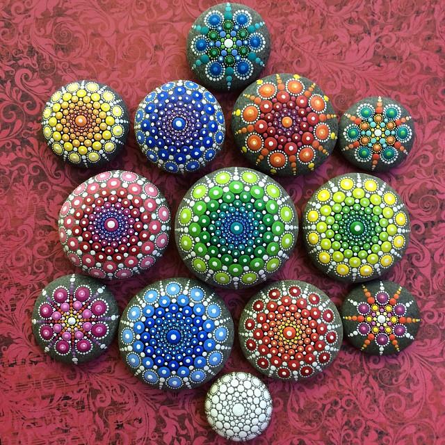 colorful mandala stones