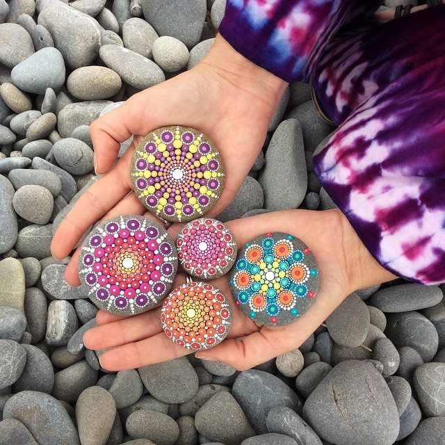 colorful mandala stones