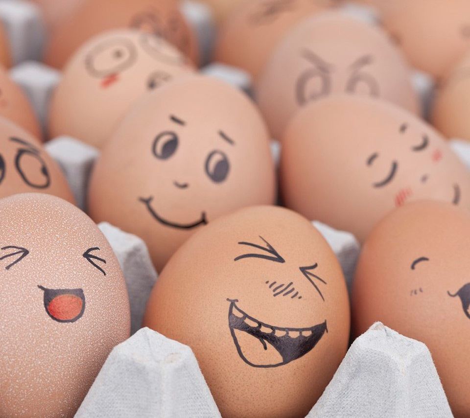 Eggs with funny faces