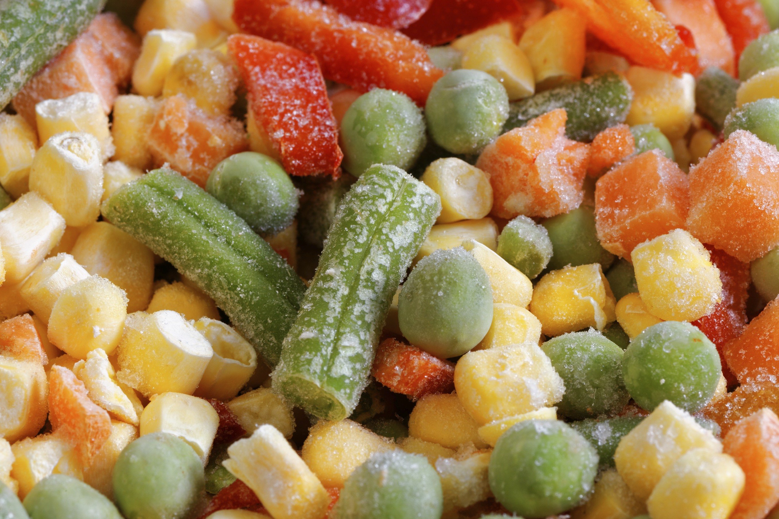 Closeup frozen mixed vegetables