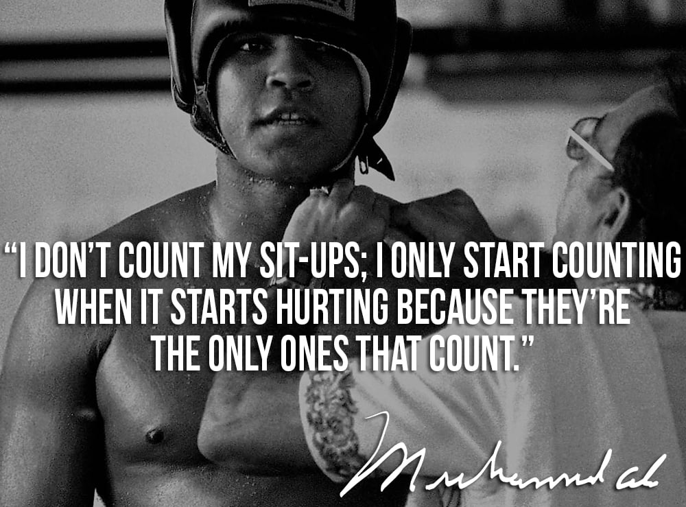 I count my situps only when it starts hurting - Inspirational Sport Quote