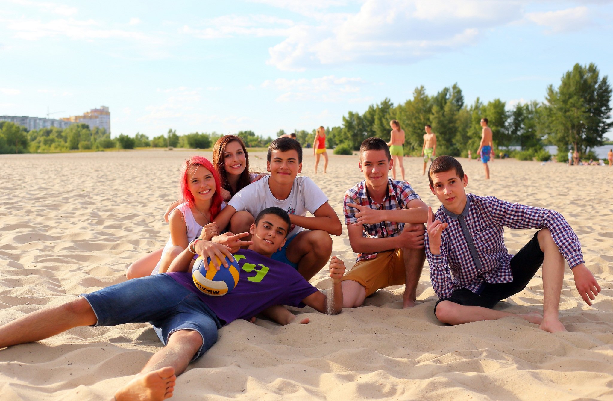 Teens on beach