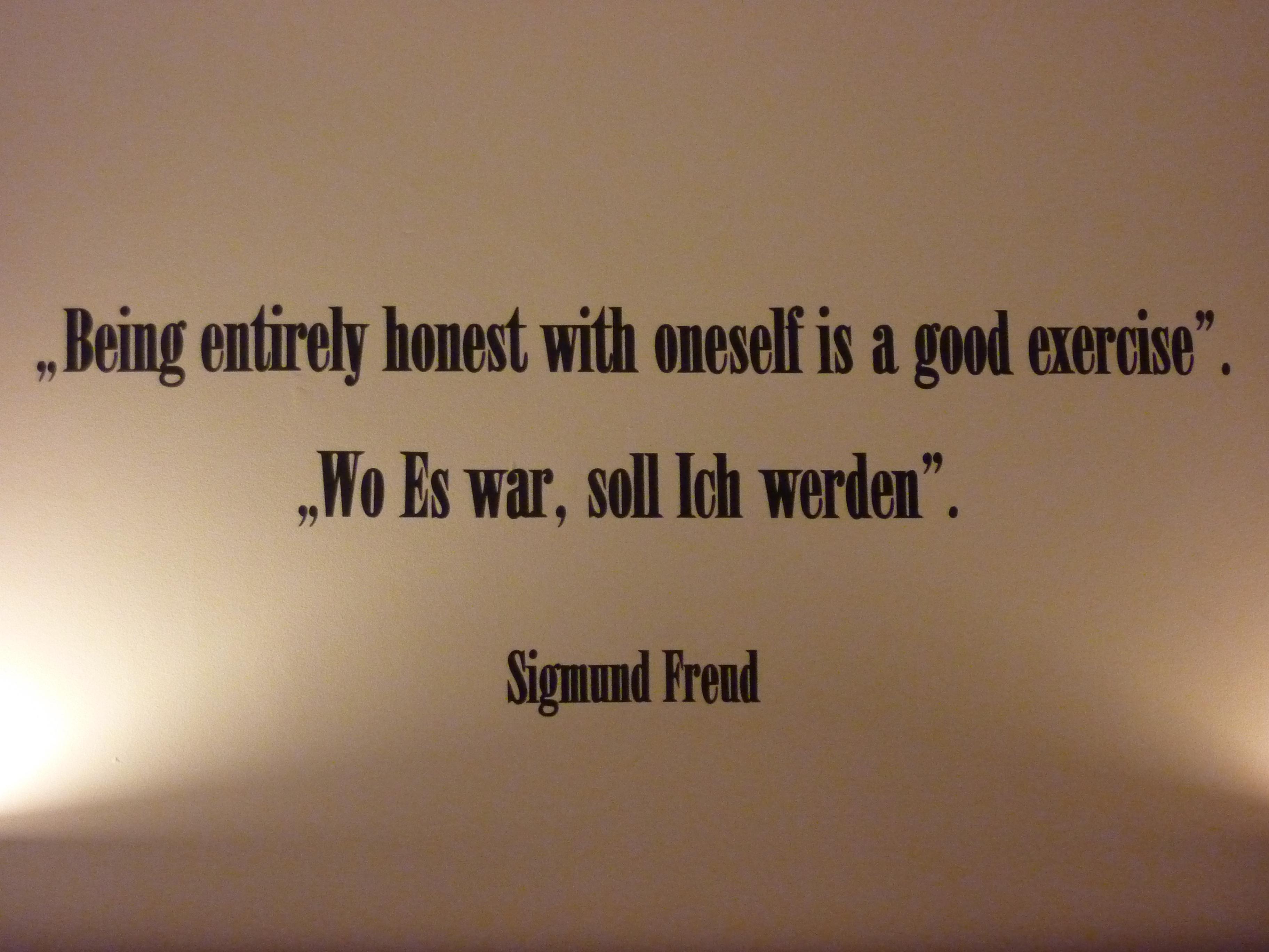 Quote on the wall of the Sigmund Freud Suite at Hotel de Filosoof