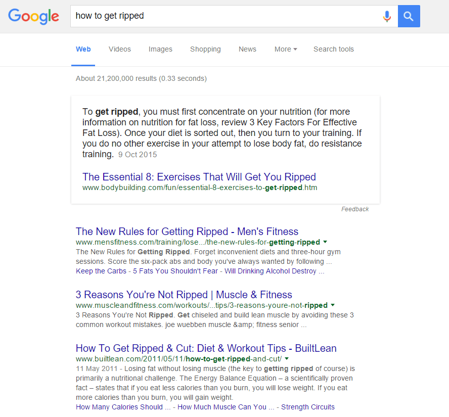 how to get ripped google results