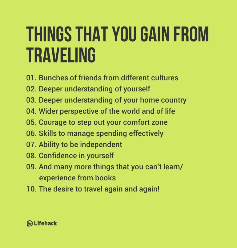 THINGS THAT YOU GAIN FROM TRAVELING