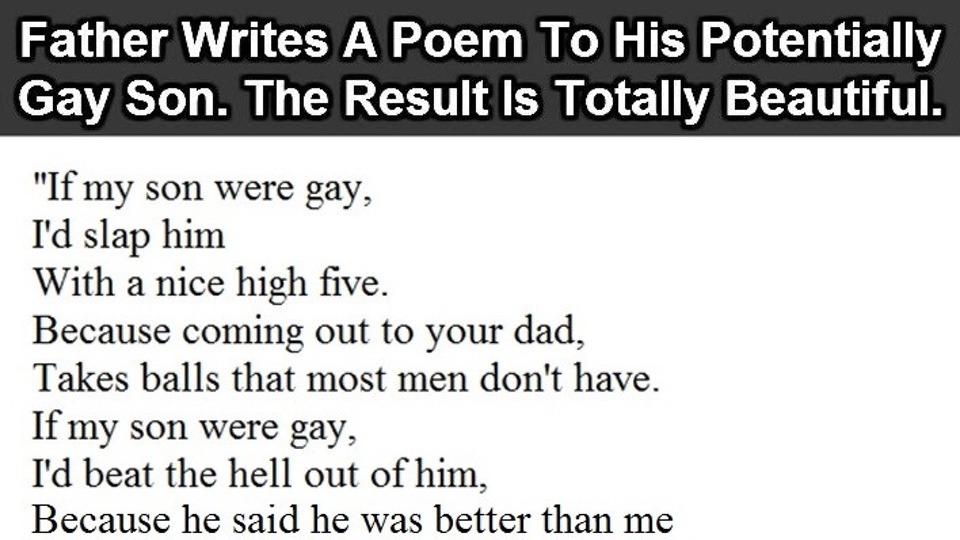 Fathers Writes A Poem To His Potentially Gay Son. The Result Is Totally…