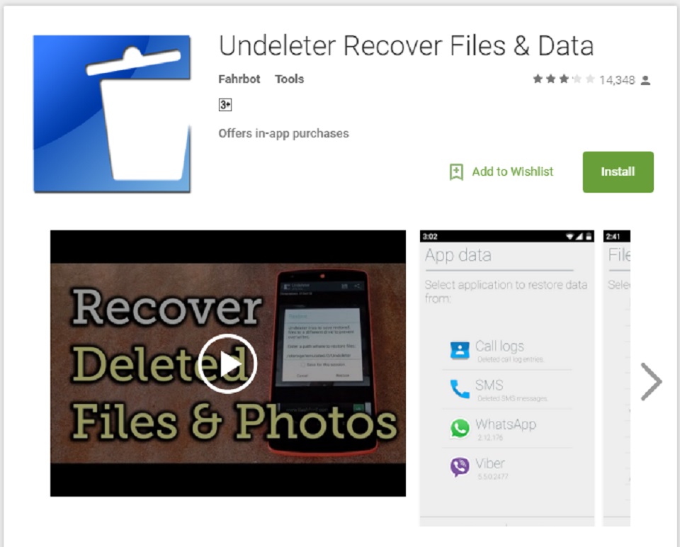 Undeleter Data Recovery Google play