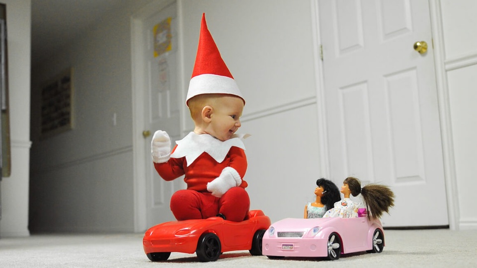Dad-Of-Six Turns His Baby Into Real Life Elf-On-The-Shelf