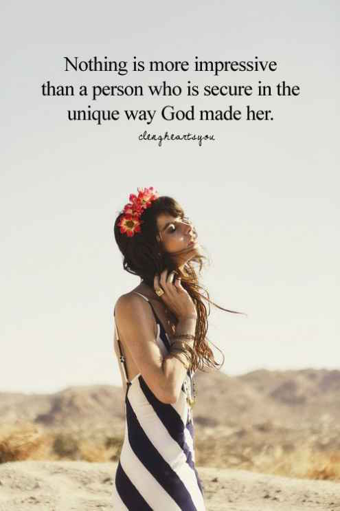 Secure In The Unique Way God Made Her - Inspiring Quote for Women