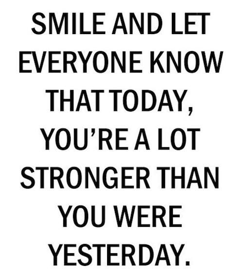 Smile And Let Everyone Know That Today, You're A Lot Stronger - Be Strong Quote