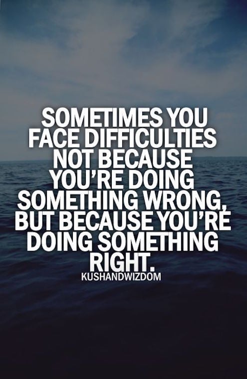 Sometimes You Face Difficulties Because You're Doing Something Right