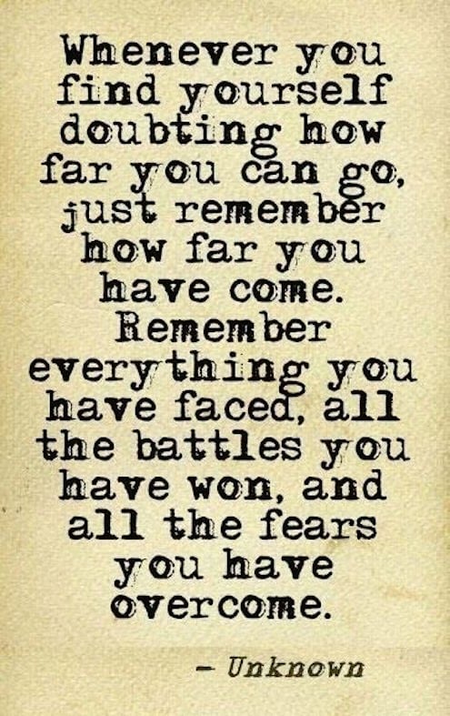 Remember Everything You Have Faced And All The Fears You Have Overcome - Be strong quote