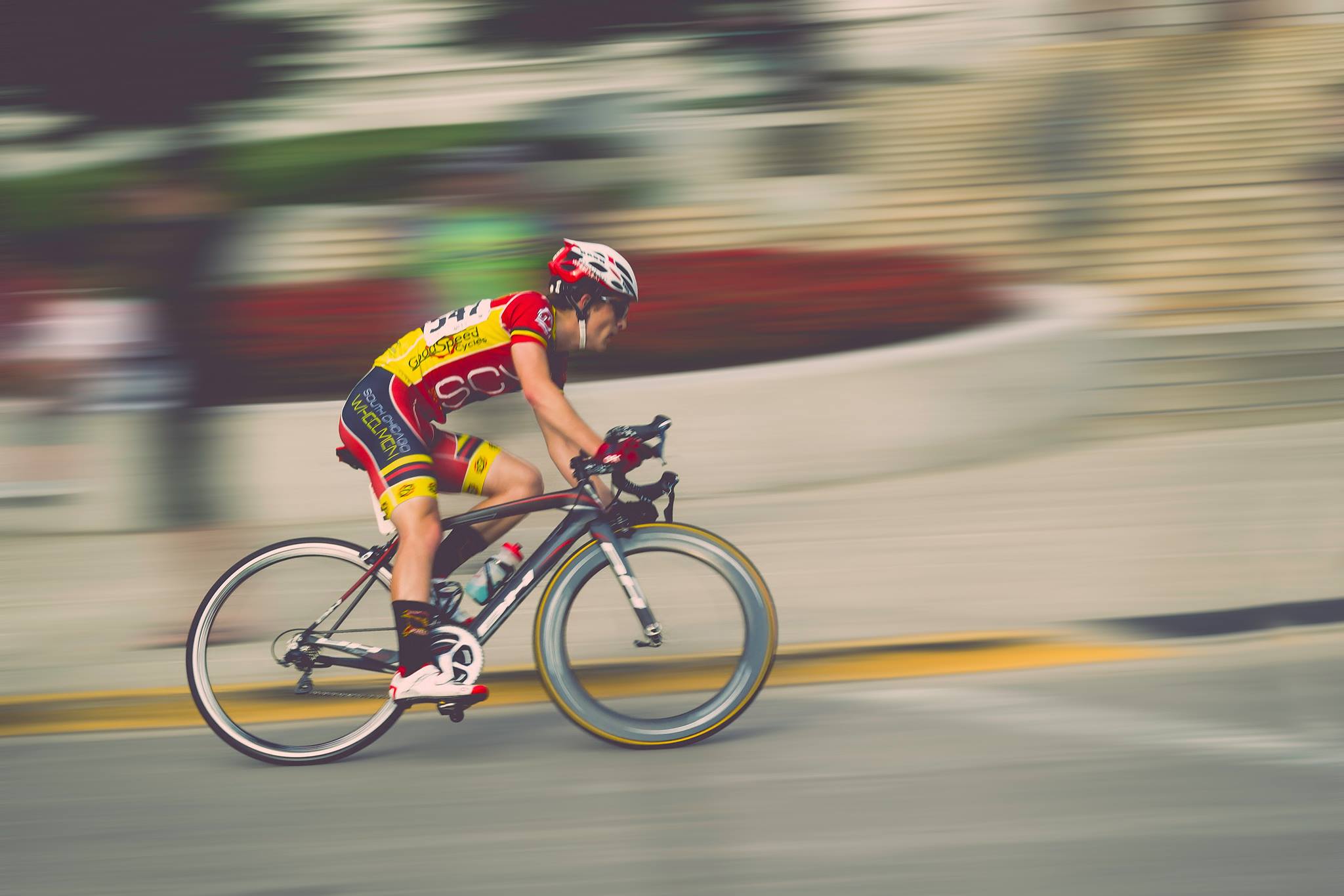 Cyclist at full speed