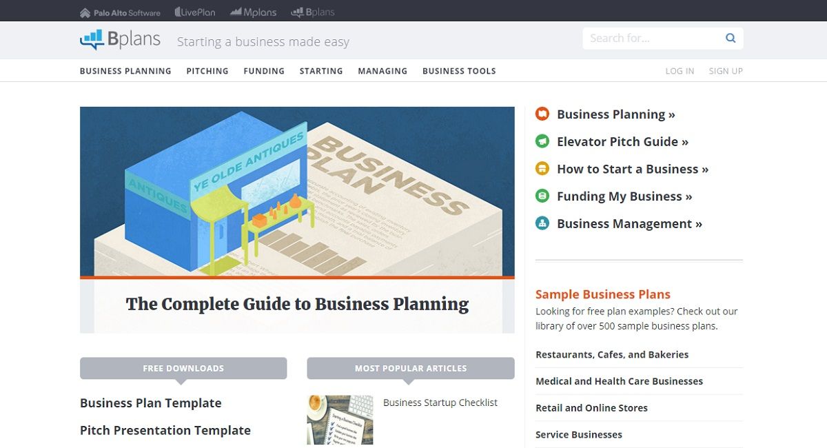 Bplans offers free business plan samples and templates, business planning resources, How-to articles, financial calculators, and industry reports.