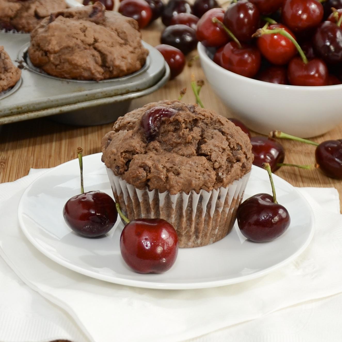 double-chocolate-cherry-muffins