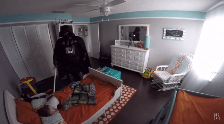 Little Boy Is Waken Up By Darth Vader (His Dad) And How He Reacts Is Inspirational