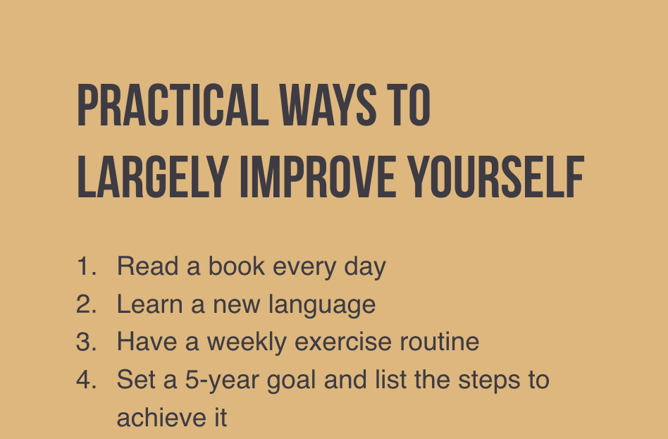 11 Practical Ways To Improve Yourself Quickly