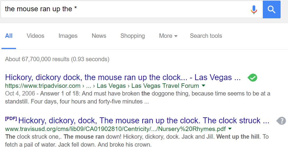 Google Search Tricks: Asterisk to find missing words