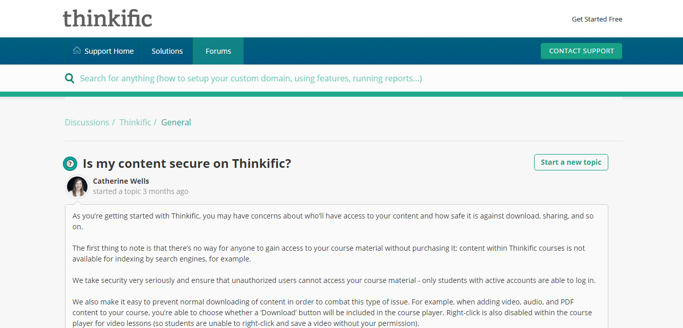 Thinkific security screenshot
