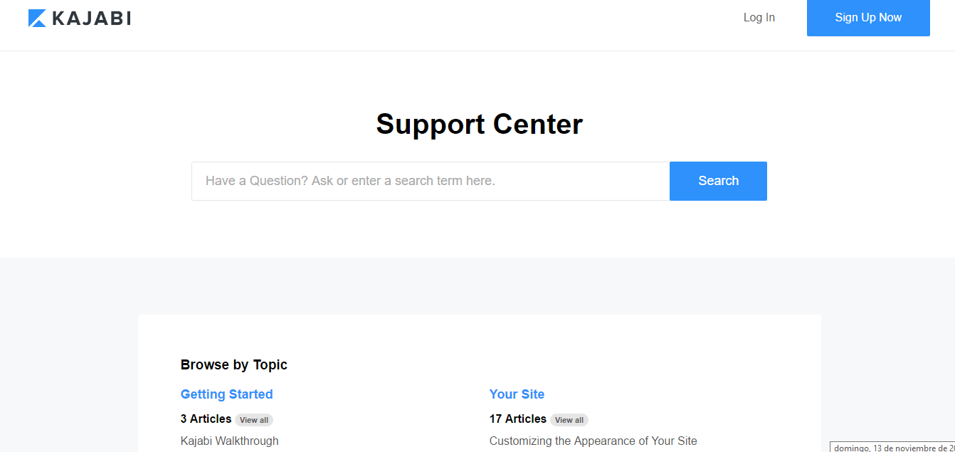 Kajabi support screenshot