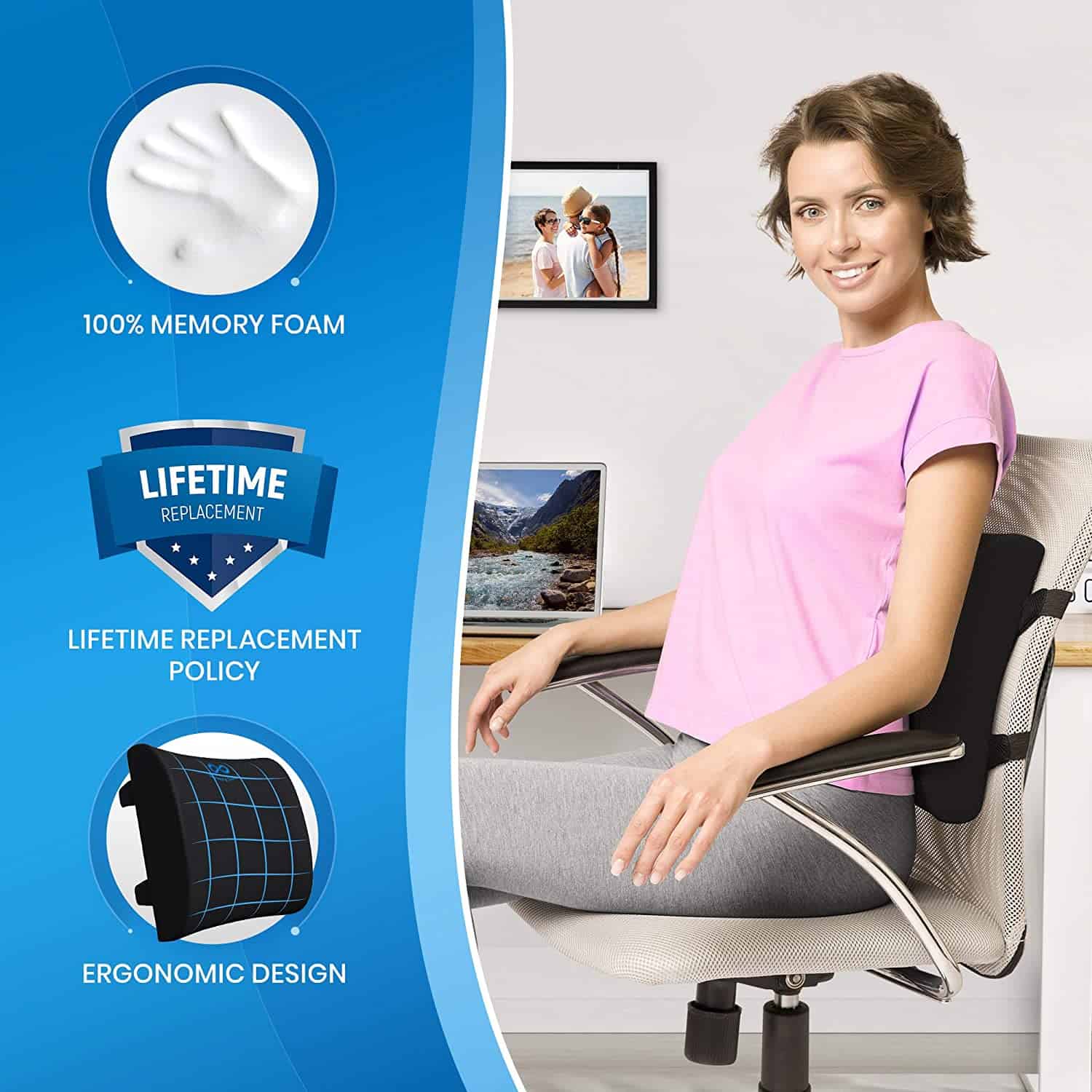 Details about   Waist Office Chair Sleeping Lumbar Support Pillow Memory Foam Soft Lower Back 