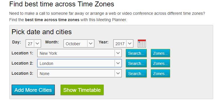 Find Your Optimal International Meeting Time Using &#8220;Time and Dates&#8221;