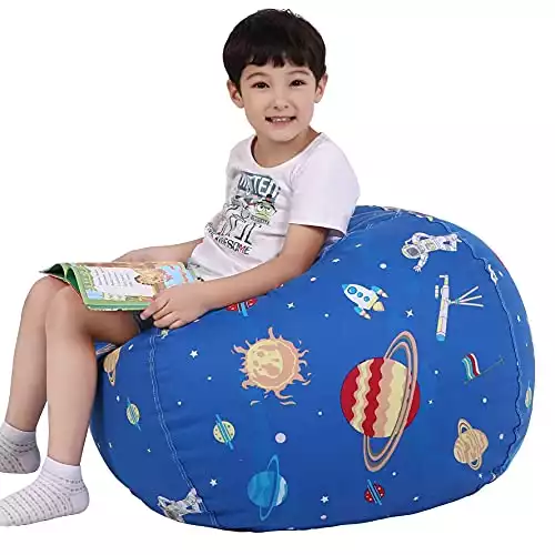 Lukeight Stuffed Animal Storage Bean Bag Chair for Kids